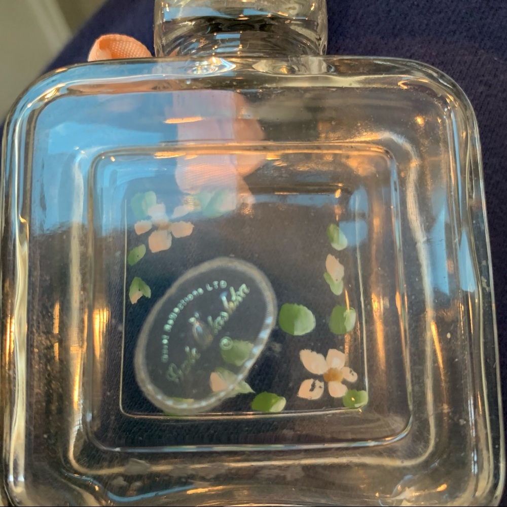 Hand painted peach flowers perfume bottle by Gale Blashka Guilt Reflections - Picture 6 of 12